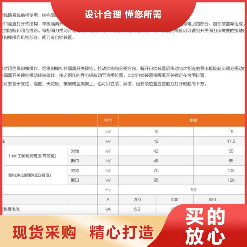 户外高压隔离开关HGW1-12KV/400A