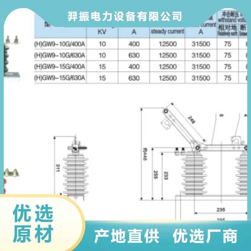 品牌：羿振10KV单级隔离开关HGW9-10/400