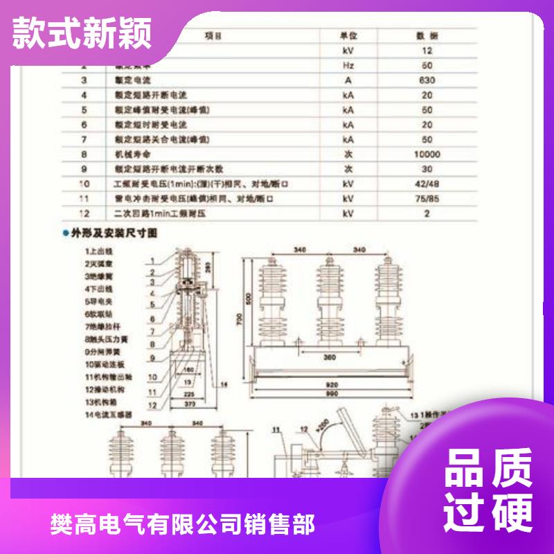 ZW32-12G/630-20柱上真空断路器樊高